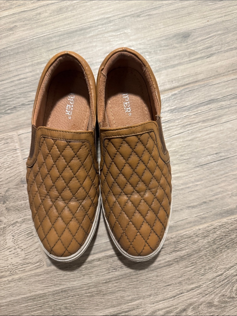 Roper Quilted Slip-On Leather Loafers in tan - Picture 6 of 9
